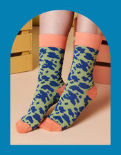 Catherine Tough Leopard Print Socks, , large