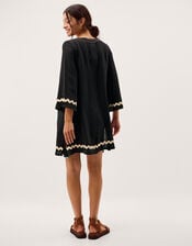 Bonnie Embroidered Mini Kaftan, Black (BLACK), large