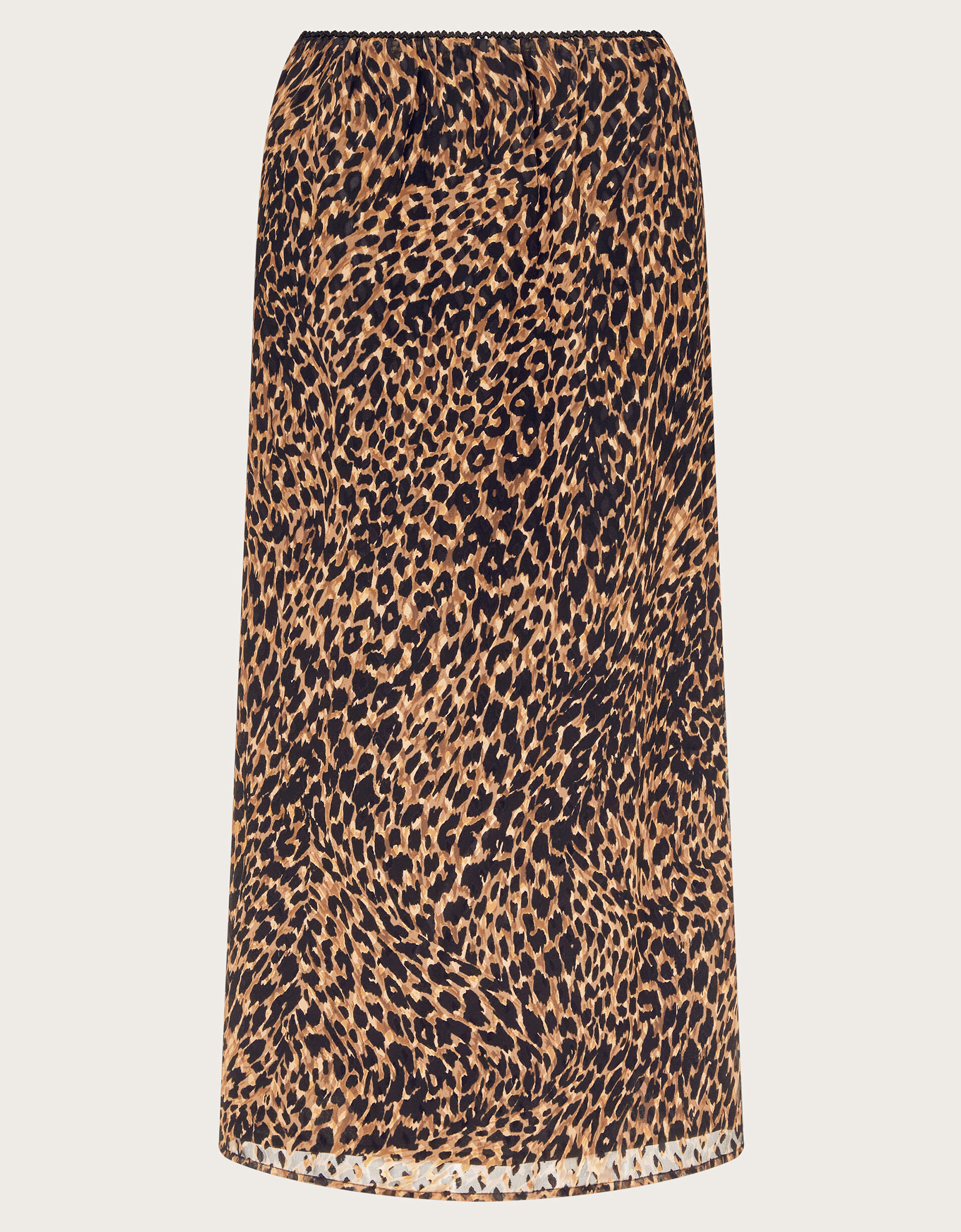 Brown Leopard Print Frill Design Skirt