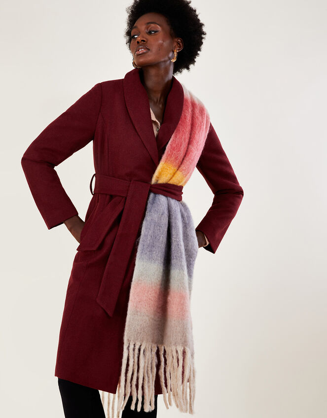 Striped Tassel Scarf in Recycled Polyester, , large