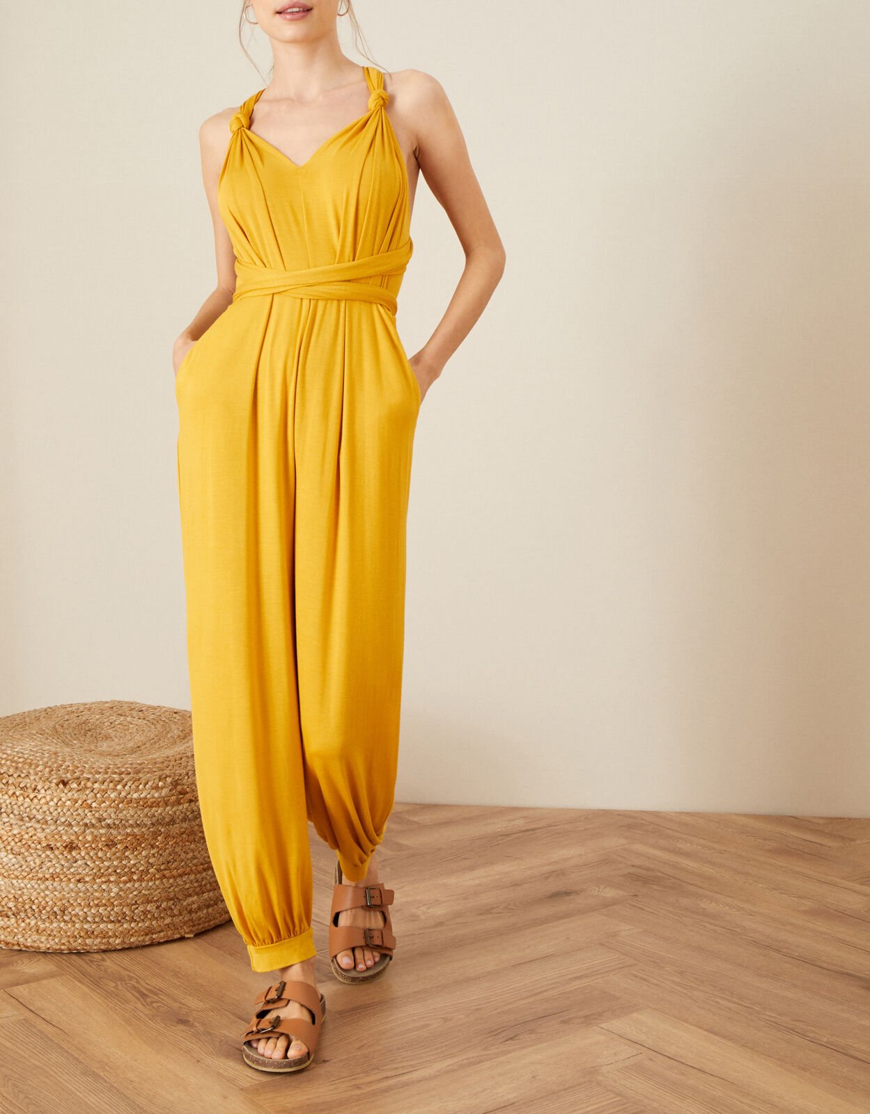 Tina Twist Me Tie Jumpsuit Yellow