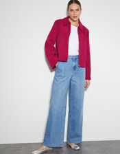 Teagan Tweed Crop Jacket, Pink (PINK), large