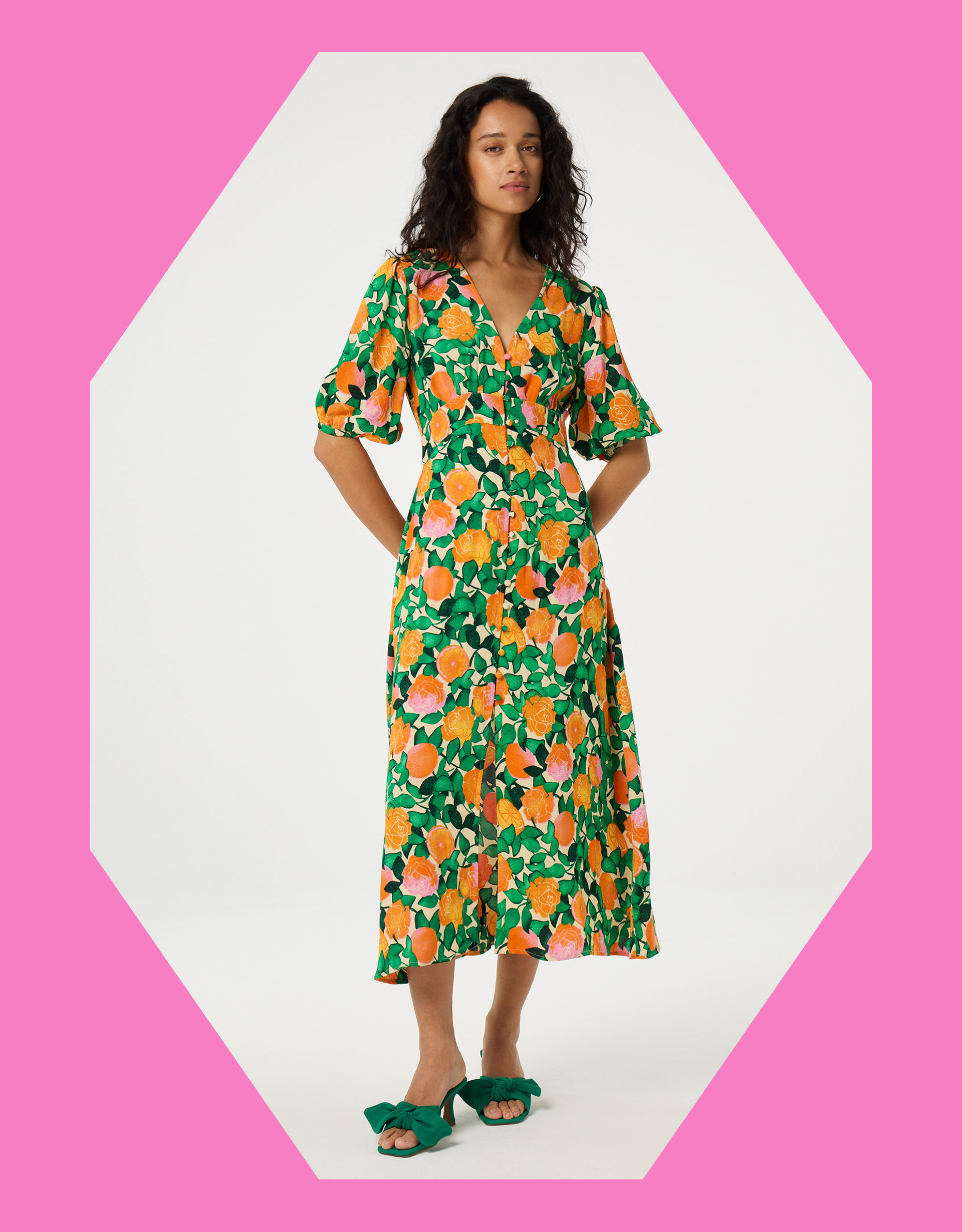 Fabienne Chapot Ana Fruity Floral Midi Dress Green