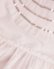 Emma Sequin Ruffle Dress, Pink (PALE PINK), large
