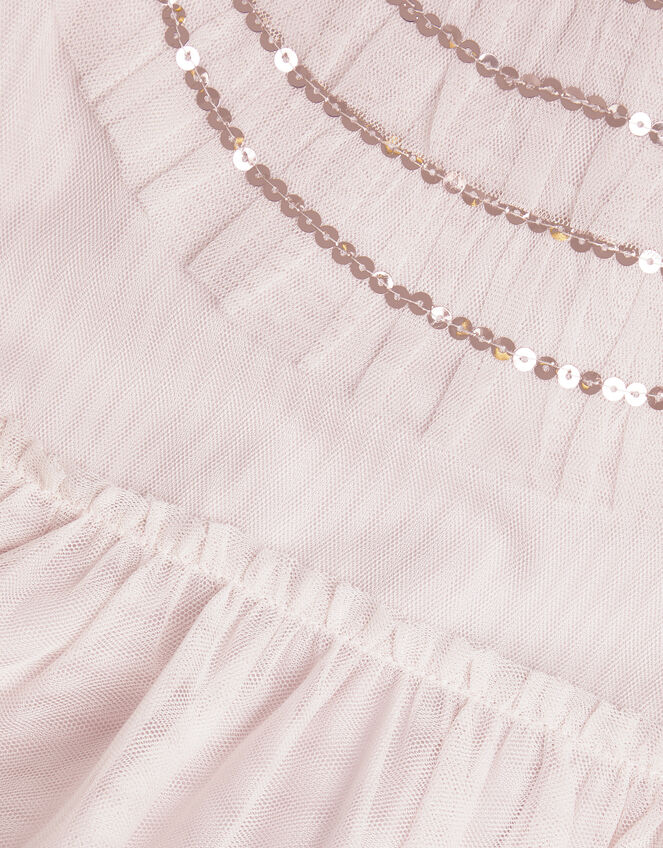 Emma Sequin Ruffle Dress, Pink (PALE PINK), large