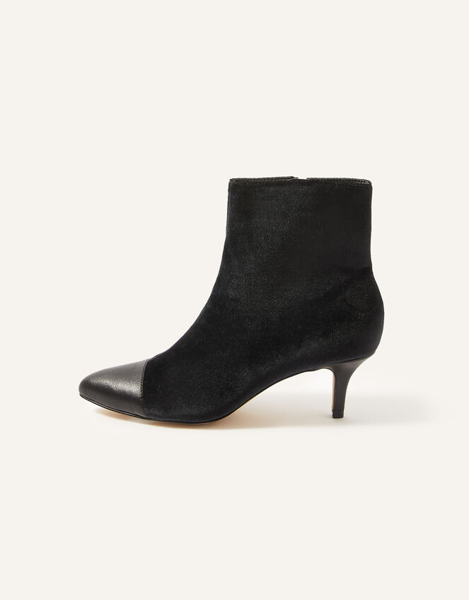 Velvet Kitten Heel Ankle Boots Black | Women's Shoes | Monsoon UK.