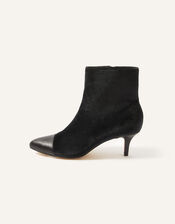 Velvet Kitten Heel Ankle Boots, Black (BLACK), large