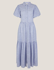 Winnie Stripe Maxi Shirt Dress, Blue (BLUE), large