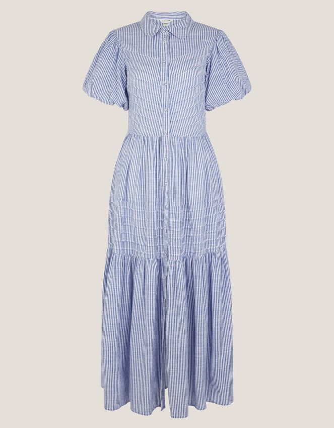 Winnie Stripe Maxi Shirt Dress, Blue (BLUE), large