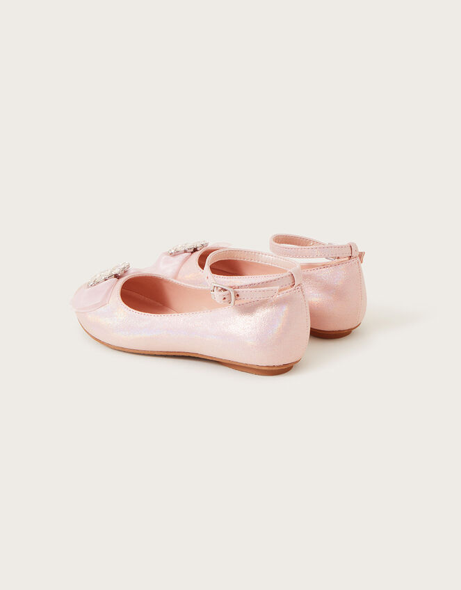 Jewel Organza Bow Ballerina Flats, Pink (PINK), large