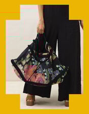 One Hundred Stars Woven Slouchy Bag, , large