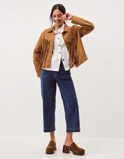Lily Fringe Suede Jacket, Tan (TAN), large