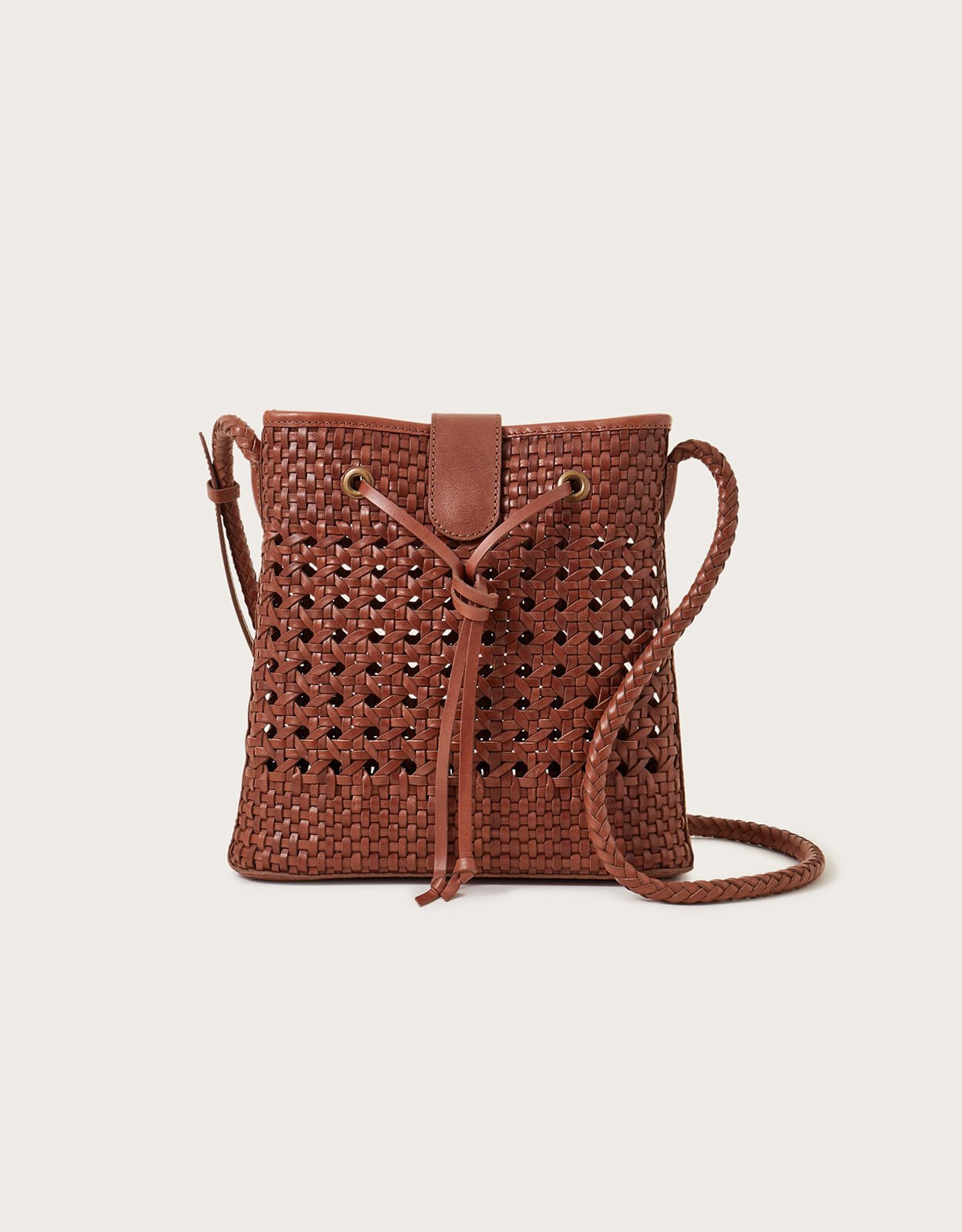 Leather woven crossbody bag hotsell