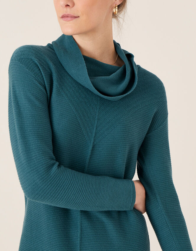 Cali Cowl Neck Knit Dress, Teal (TEAL), large
