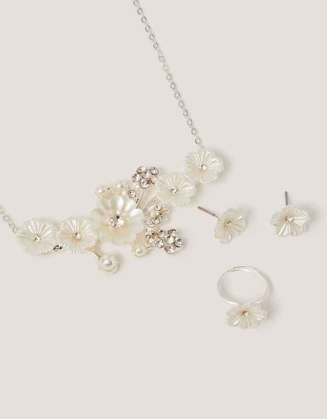 Pearly Flower Jewellery Set, , large