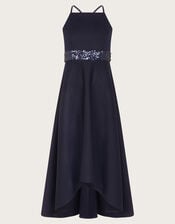 Strappy Sequin High-Low Prom Dress, Blue (NAVY), large