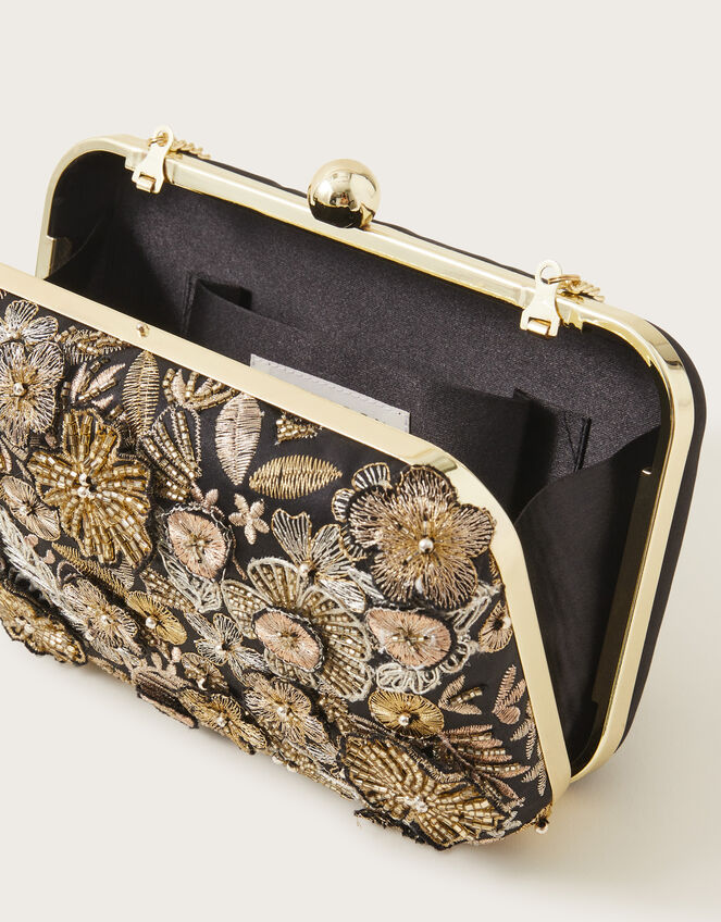 Metallic Bouquet Box Clutch, , large