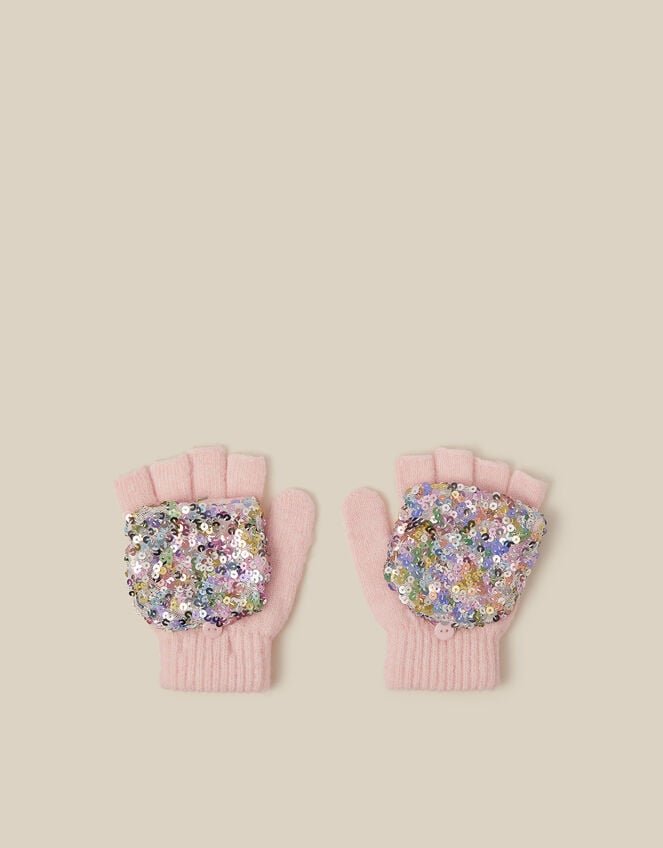 Sequin Fingerless Gloves, Pink (PINK), large