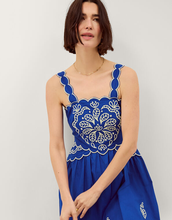 Keira Embroidered Midi Dress, Blue (COBALT), large