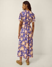 Lori Lace Floral Satin Midi Dress, Blue (BLUE), large