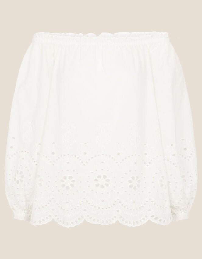 Luna Schiffli Off-Shoulder Top, White (WHITE), large