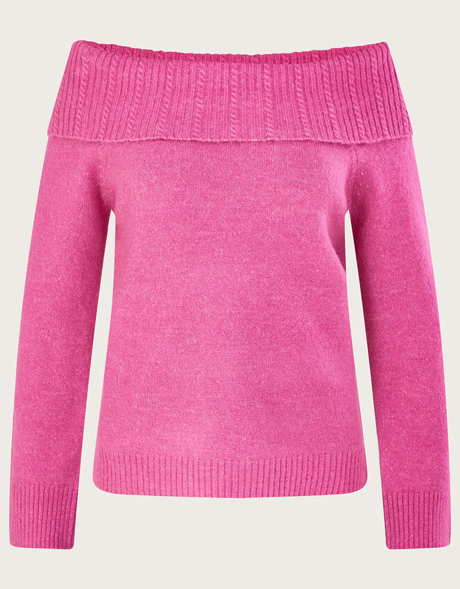 Bardot Jumper with Recycled Polyester, Pink (PINK), large