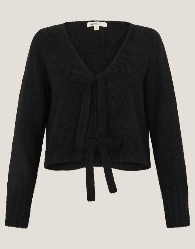 Tina Tie Front Cardigan, Black (BLACK), large
