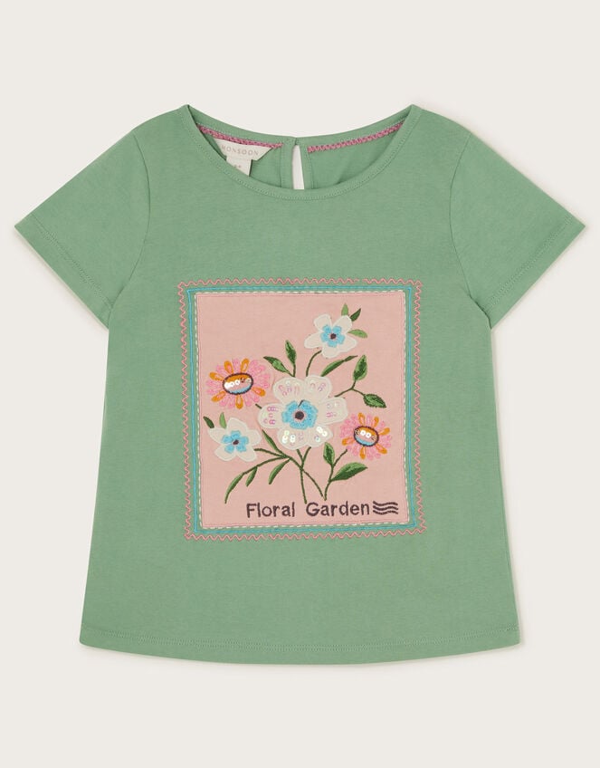 Floral Garden Stamp T-Shirt, Green (GREEN), large