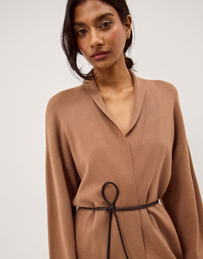 Saskia Tie Front Cardigan, Camel (CAMEL), large