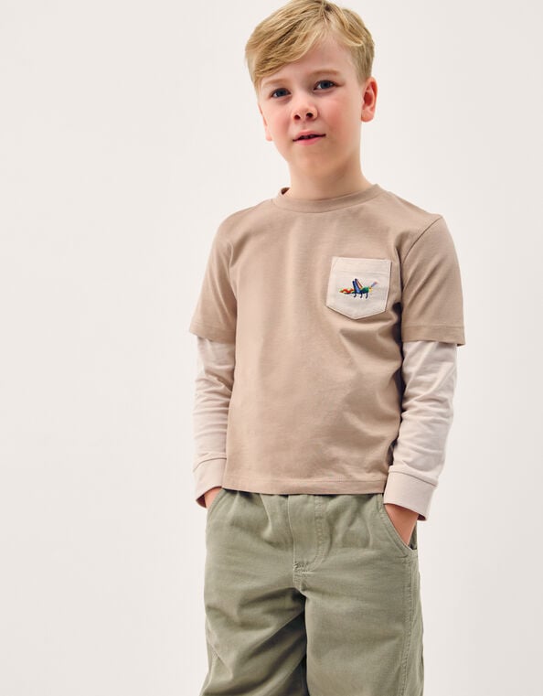 Explore Graphic Long Sleeve T-Shirt, Camel (BEIGE), large