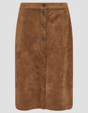 Amber Suedette Pencil Skirt, Brown (BROWN), large