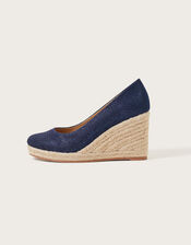 Canvas Espadrille Wedges, Blue (NAVY), large