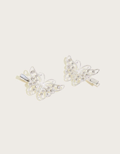 Diamante Butterfly Hair Clip Twinset, , large
