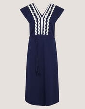 Tara V-Neck Midi Kaftan Dress, Blue (BLUE), large