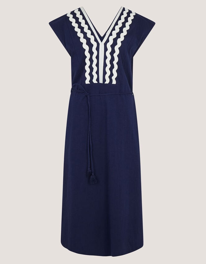 Tara V-Neck Midi Kaftan Dress, Blue (BLUE), large