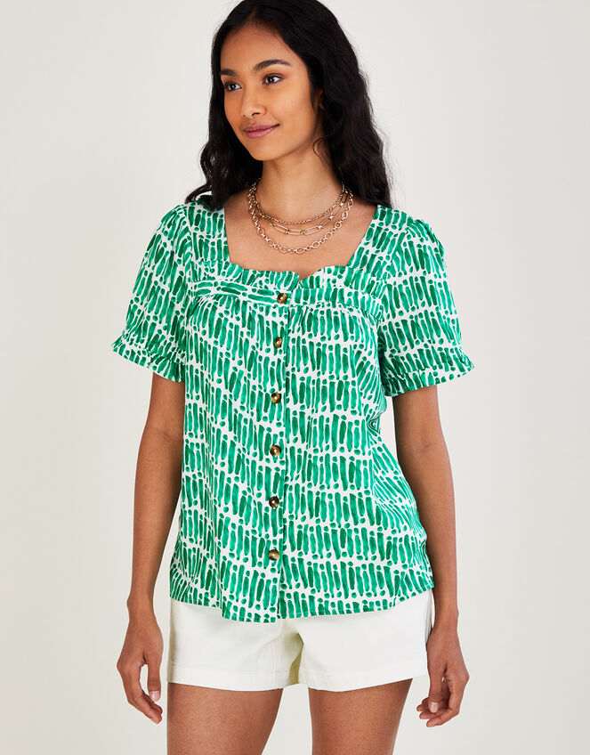 Benita Square Neck Top, Green (GREEN), large