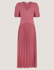 Mindy Pleated Jersey Midi Dress, Pink (PINK), large
