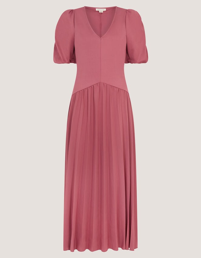 Mindy Pleated Jersey Midi Dress, Pink (PINK), large