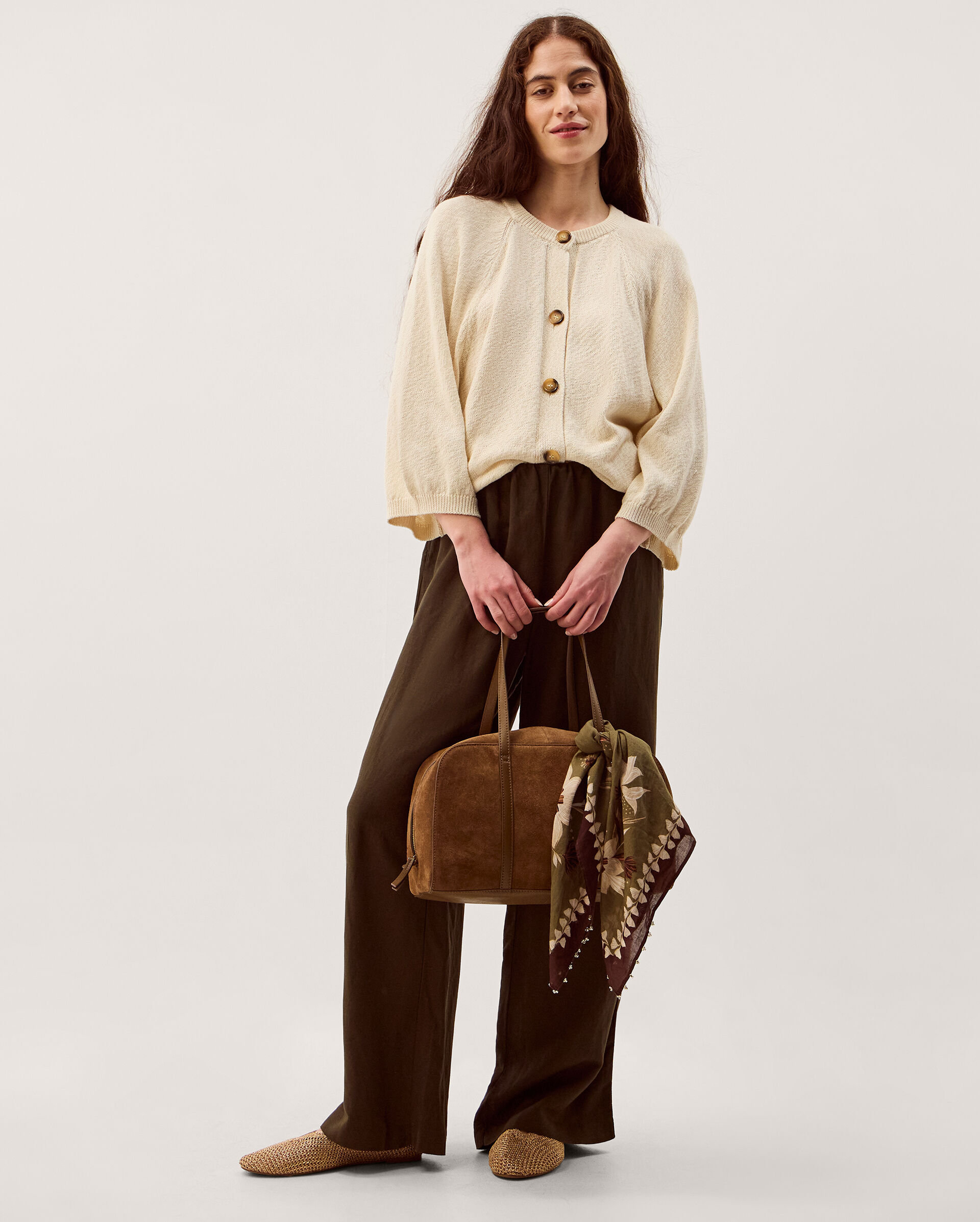 Caryn Cotton Blend Cardigan Ivory