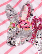 Sequin Bunny Stripe T-Shirt, Ivory (IVORY), large