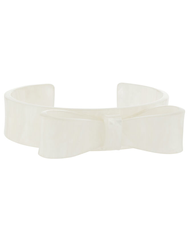 Pearly Resin Bow Cuff Bracelet, , large