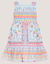 Baby Mermaid Print Dress, Blue (BLUE), large