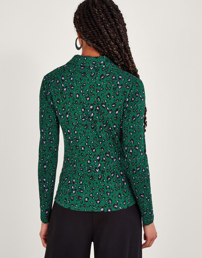 Print Ruched Jersey Shirt, Green (GREEN), large