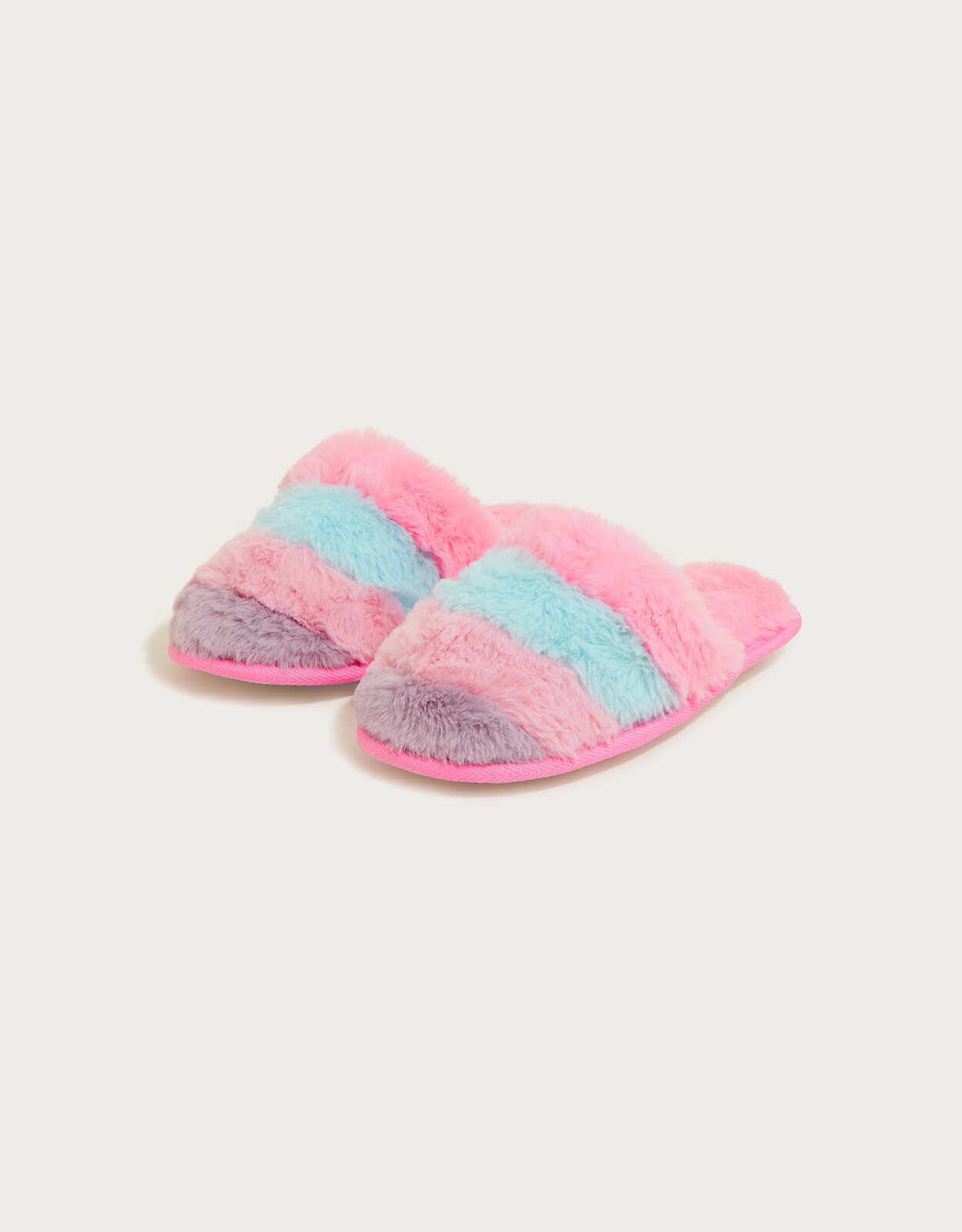 Rainbow fur slippers deals