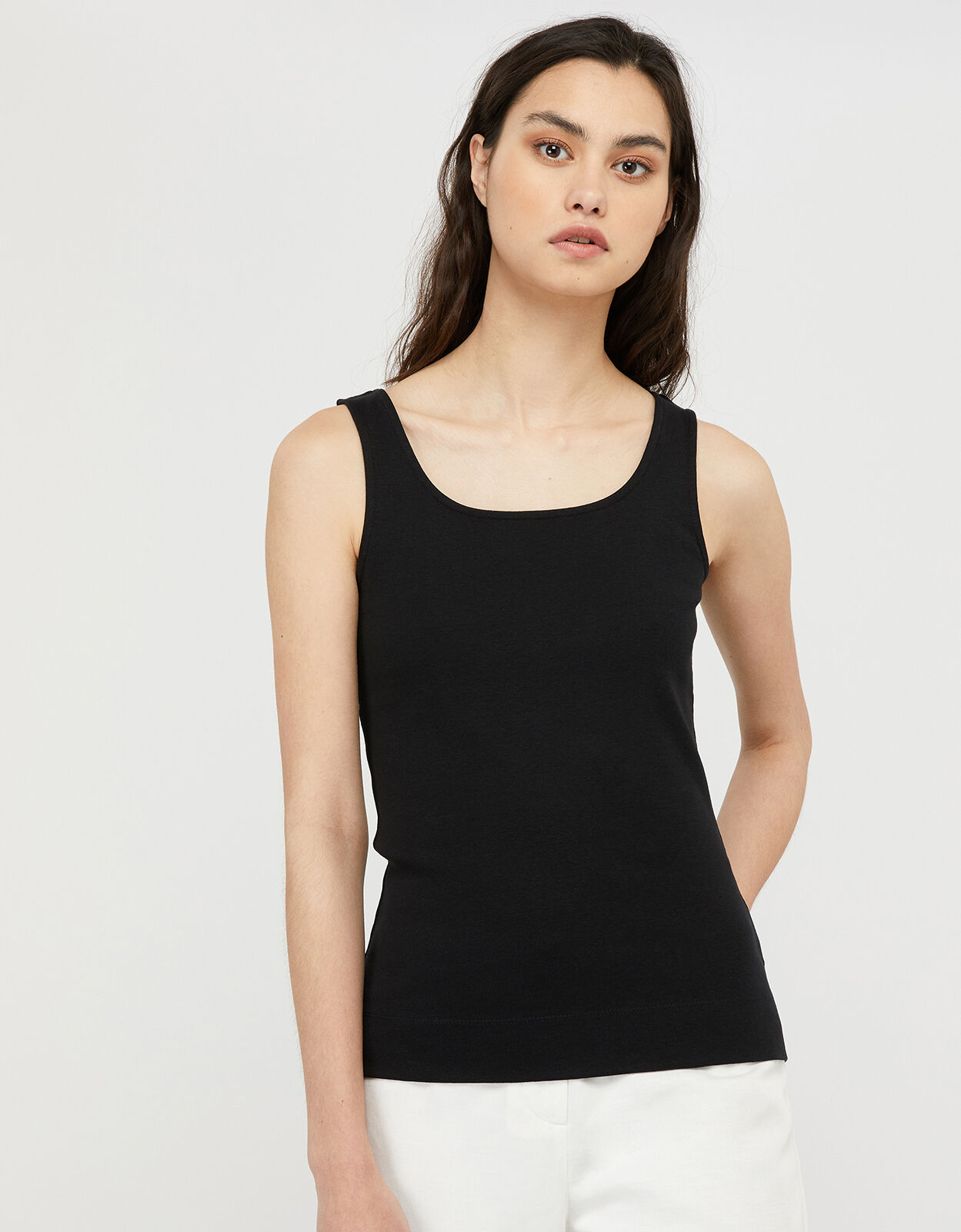 Bridey Square Neck Jersey Vest Black