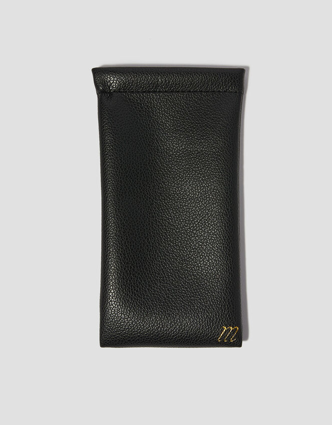 Faux Leather Sunglasses Pouch, Black (BLACK), large