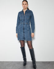 Margo Long Sleeve Denim Mini Dress, Blue (DENIM BLUE), large