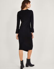 High Neck Button Detail Dress with LENZING™ ECOVERO™ , Black (BLACK), large