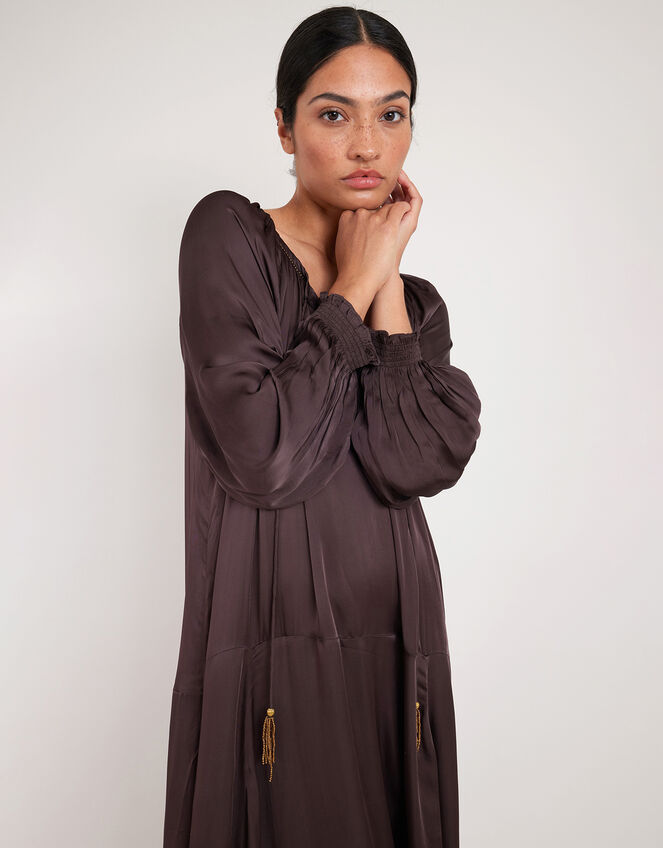 East Esti Satin Dress, Brown (BROWN), large