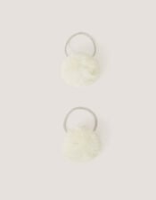 2-Pack Fluffy Pom Pom Hair Bands, , large